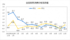 国家统计局：12月份全国居民消费价格同比下降